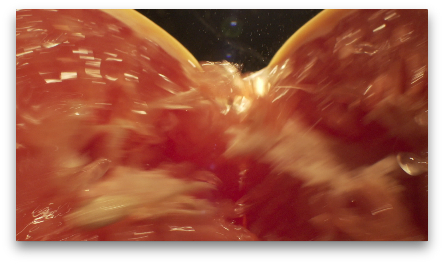 probe lens through grapefruit